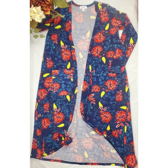 NWOT LulaRoe Sarah S Blue Cardigan Duster Long Sweater Open Front Pockets Womens - Picture 4 of 7